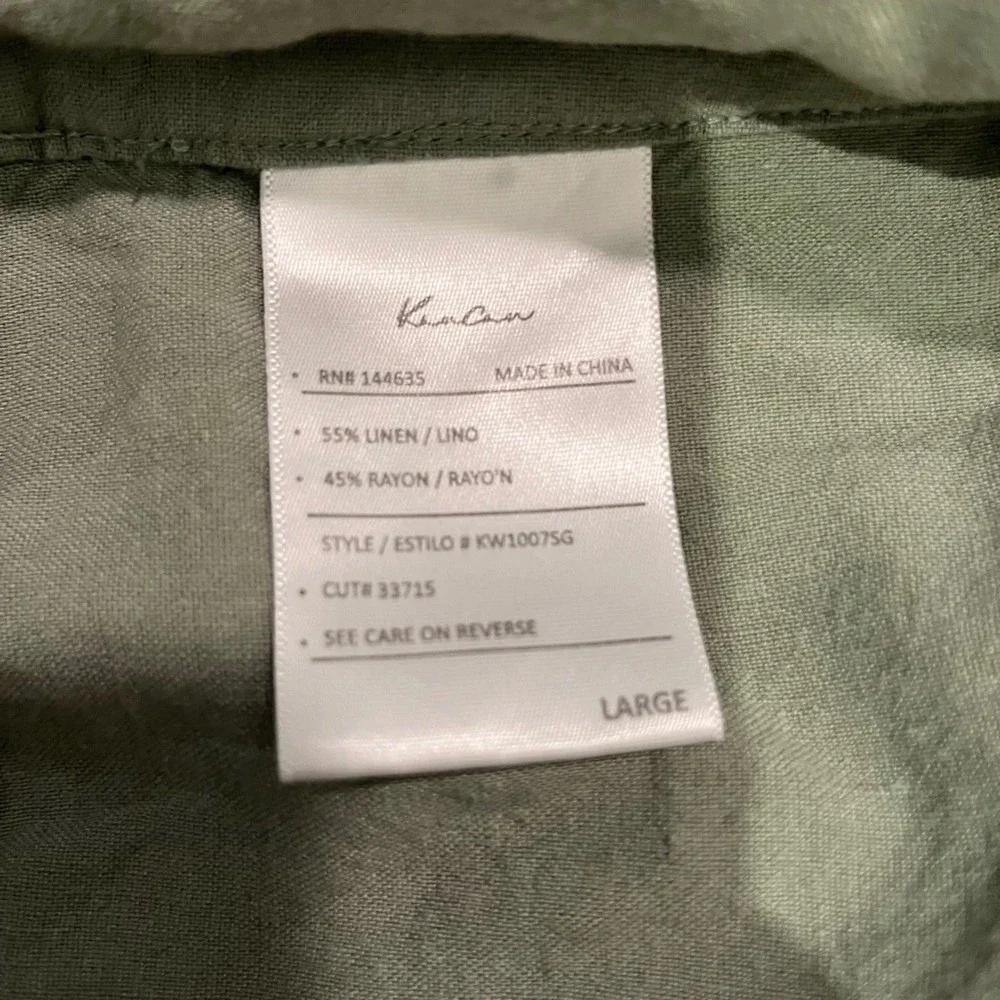 KanCan Olive Green Linen Blend Tie Waist Shorts KW1007SG Large